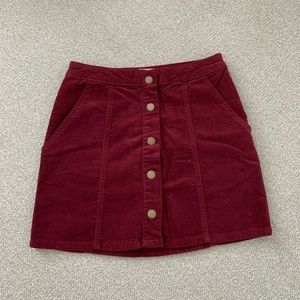 Red Corduroy Mini Skirt from Altar’d State (in XS)